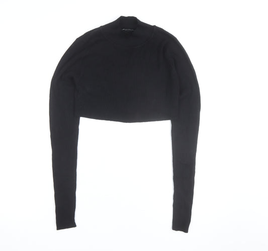 PrettyLittleThing Women's Black XS Mock Neck Cropped Jumper