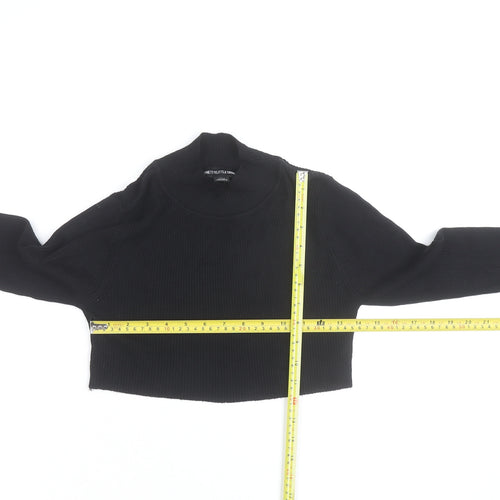 PrettyLittleThing Women's Black XS Mock Neck Cropped Jumper
