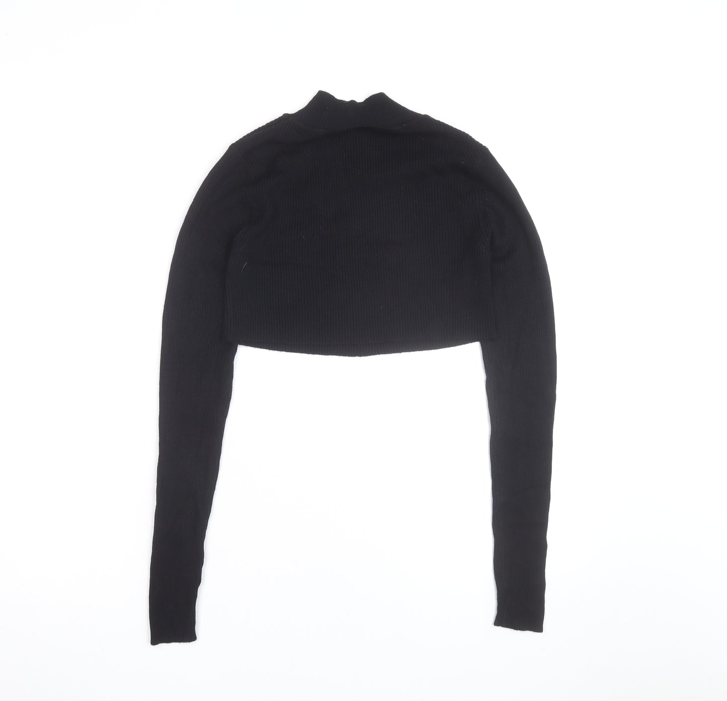 PrettyLittleThing Women's Black XS Mock Neck Cropped Jumper