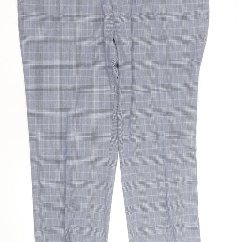 Marks and Spencer Men's Grey Check Regular Fit Dress Trousers 42W 33L