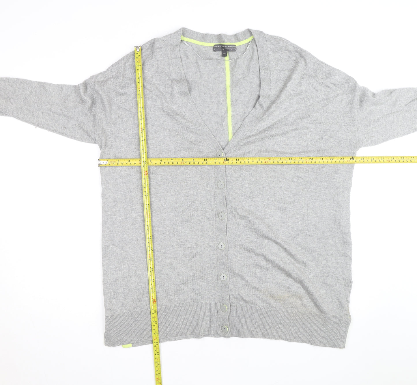 Fenn Wright Manson Grey V-Neck Button Cardigan Women’s Size 18