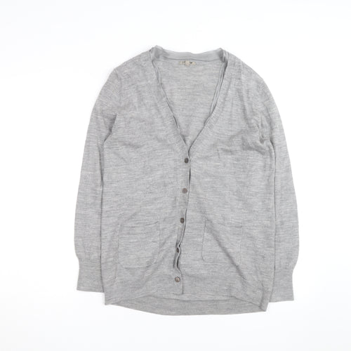 Jigsaw Men Grey Wool V-Neck Button Cardigan M