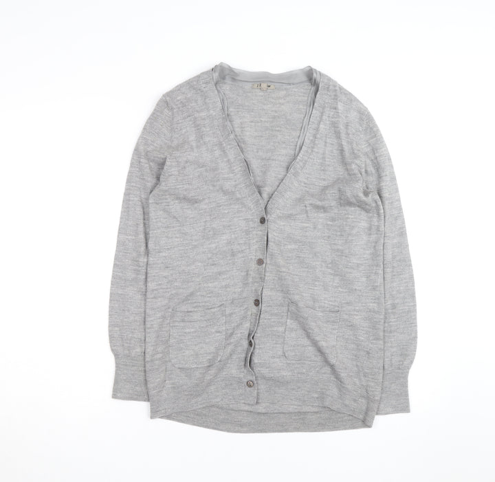 Jigsaw Men Grey Wool V-Neck Button Cardigan M