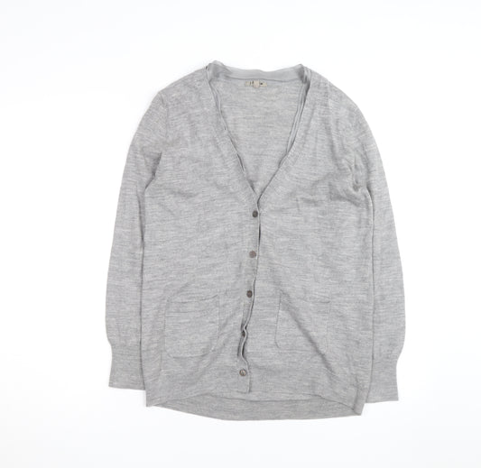 Jigsaw Men Grey Wool V-Neck Button Cardigan M