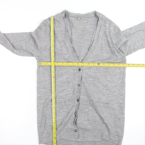 Jigsaw Men Grey Wool V-Neck Button Cardigan M