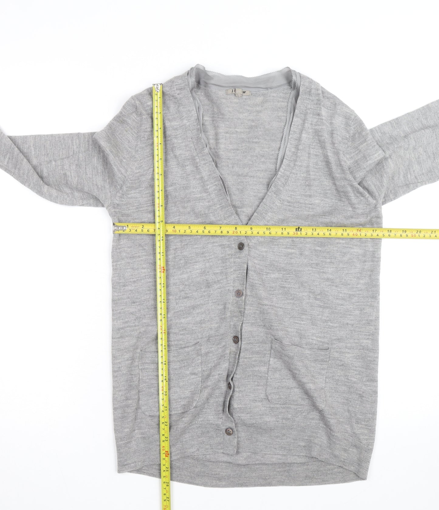 Jigsaw Men Grey Wool V-Neck Button Cardigan M