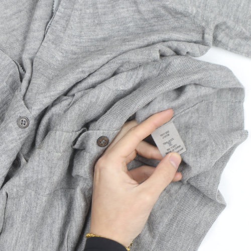 Jigsaw Men Grey Wool V-Neck Button Cardigan M
