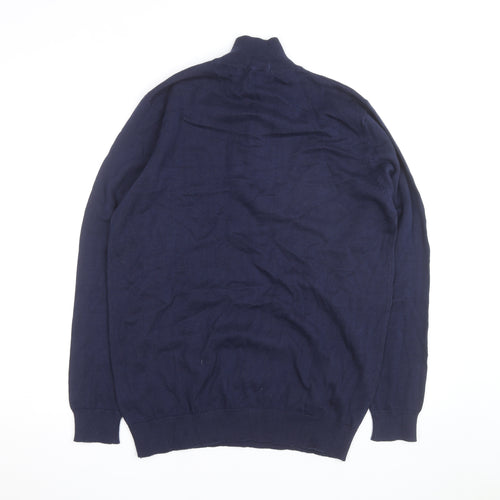 Ralph Lauren Men's Blue XL 1/4 Zip Cotton Jumper Custom Fit