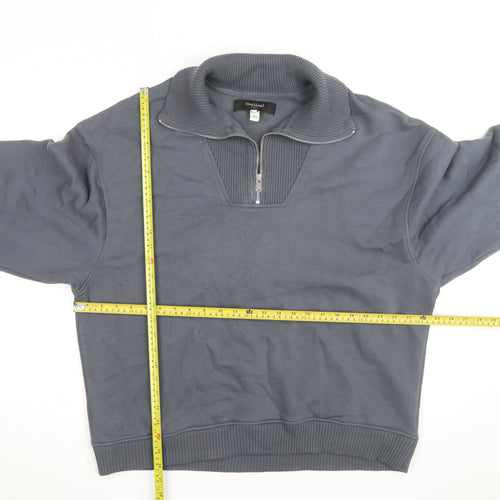 River Island Men's Grey L 1/2 Zip High Neck Sweatshirt