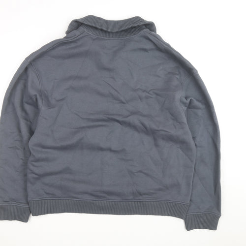 River Island Men's Grey L 1/2 Zip High Neck Sweatshirt