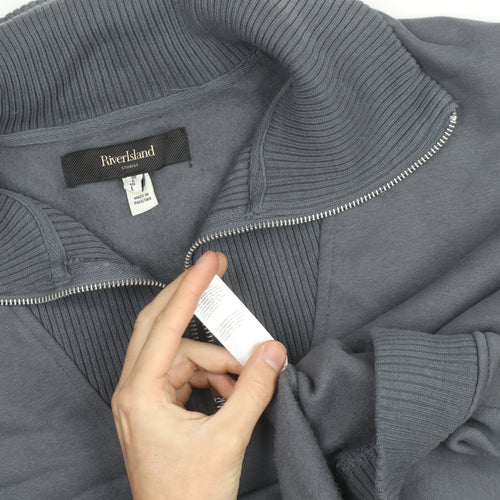 River Island Men's Grey L 1/2 Zip High Neck Sweatshirt