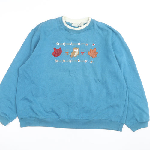 Classic Elements Men's Blue Embroidered Owl Sweatshirt XL