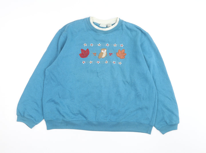 Classic Elements Men's Blue Embroidered Owl Sweatshirt XL