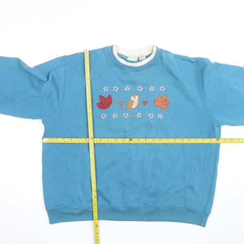 Classic Elements Men's Blue Embroidered Owl Sweatshirt XL