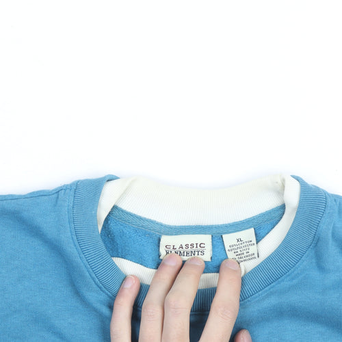 Classic Elements Men's Blue Embroidered Owl Sweatshirt XL