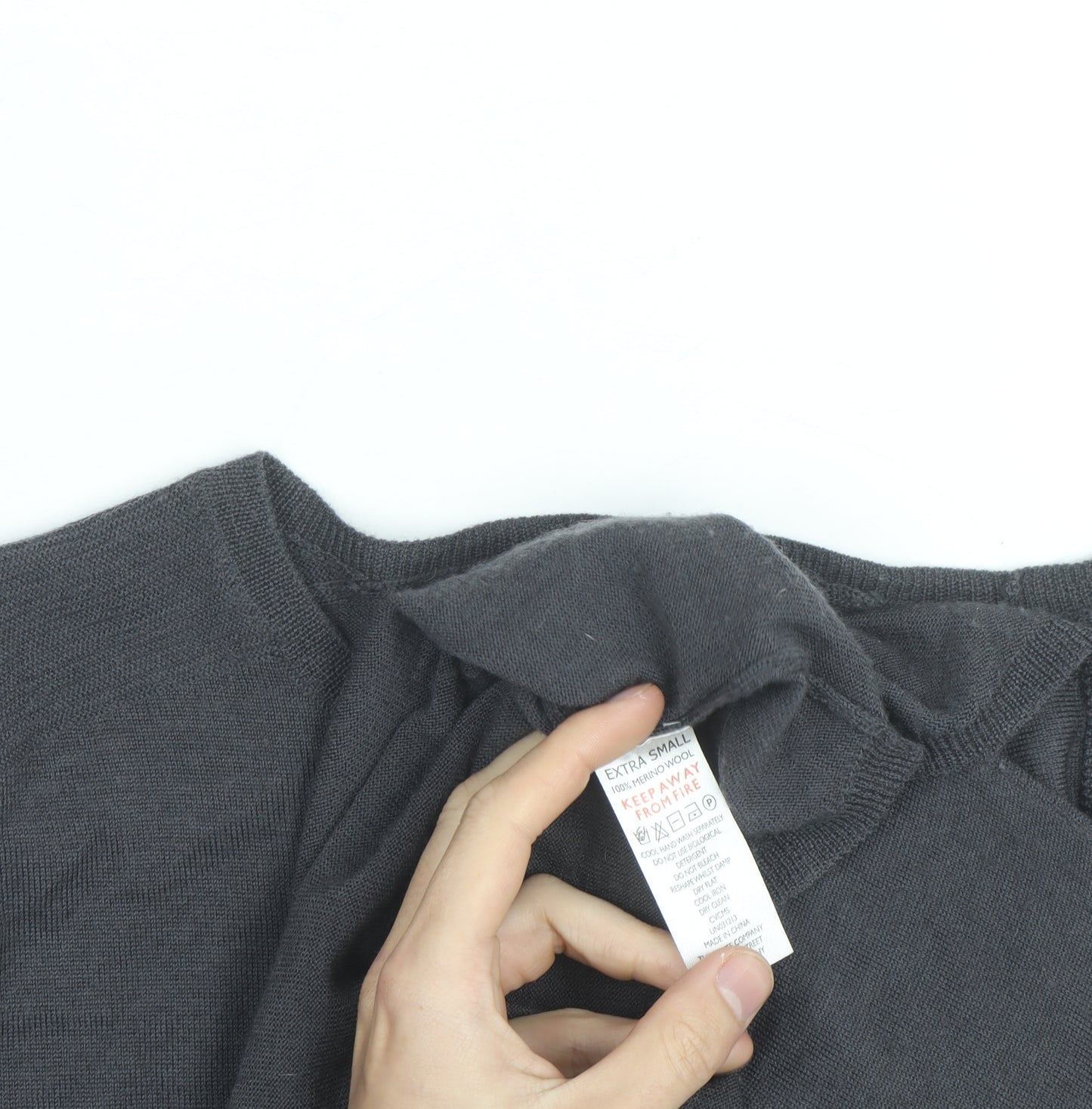 The White Company Men's Grey XS Cotton Cashmere Pullover Jumper