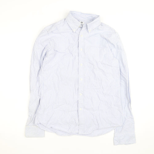 Uniqlo Men's Blue Slim Fit Striped Long Sleeve Button-Up Shirt Size S