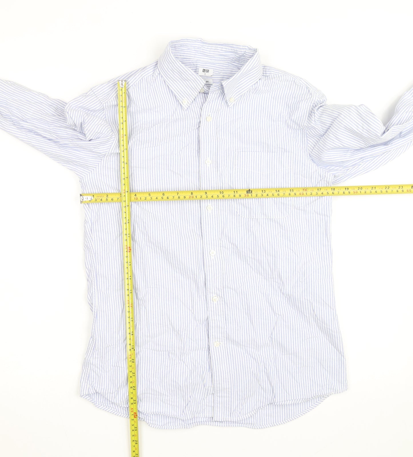 Uniqlo Men's Blue Slim Fit Striped Long Sleeve Button-Up Shirt Size S