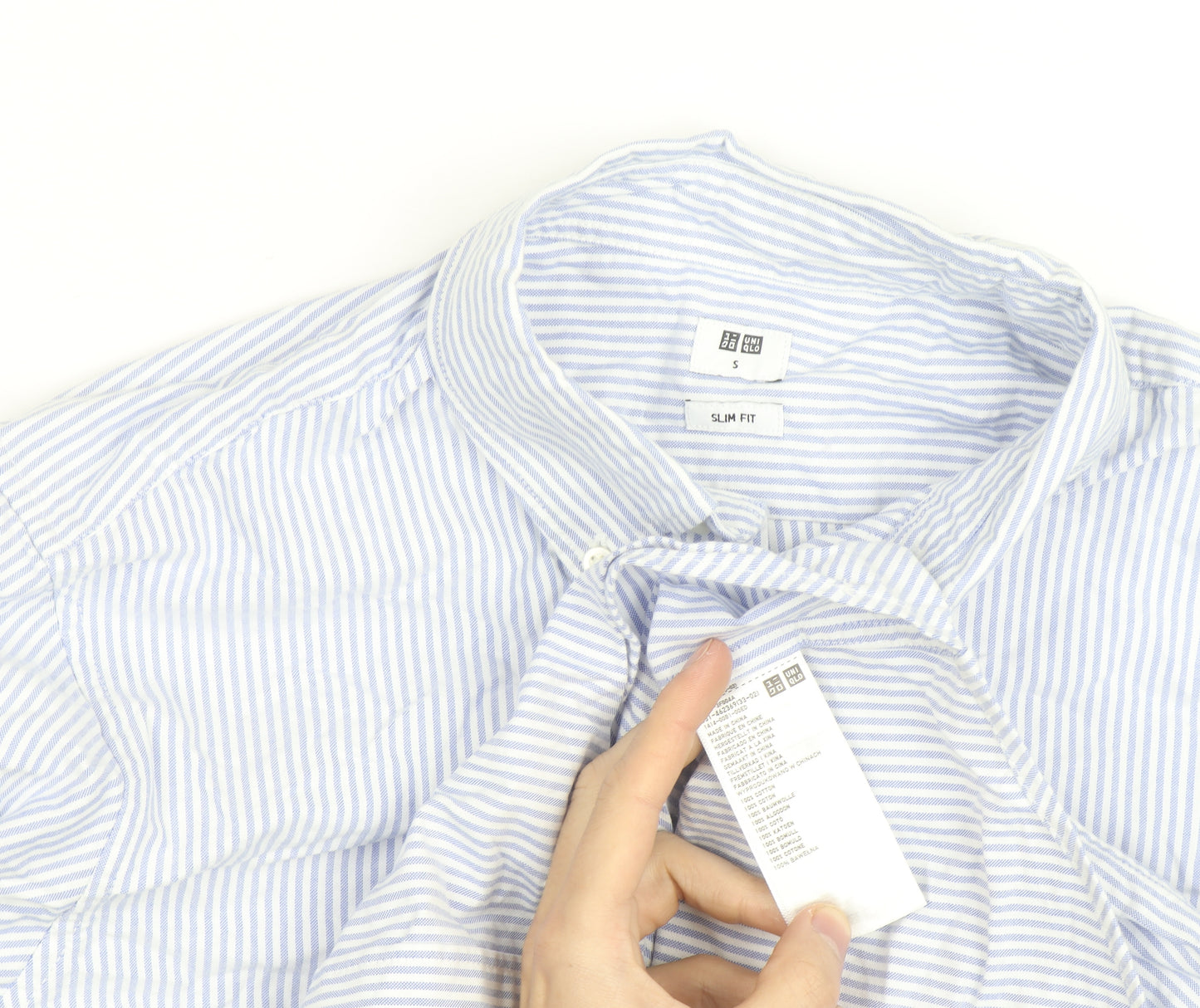 Uniqlo Men's Blue Slim Fit Striped Long Sleeve Button-Up Shirt Size S