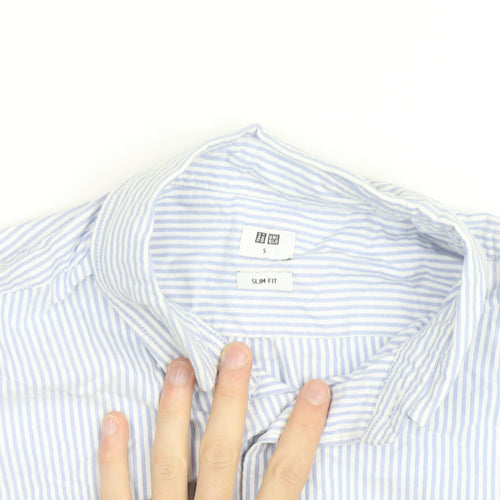 Uniqlo Men's Blue Slim Fit Striped Long Sleeve Button-Up Shirt Size S