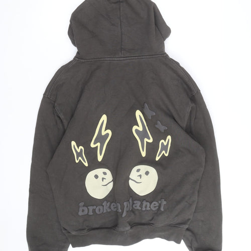 Broken Planet Men's Brown Medium Pullover Hoodie Graphic Print
