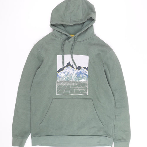 Mountain Warehouse Men's Green Hoodie M Pullover Graphic Print Cotton Blend