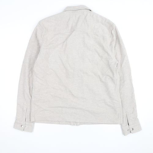 Reiss Men's Beige Wool Blend Zip Jacket L Regular Fit Casual