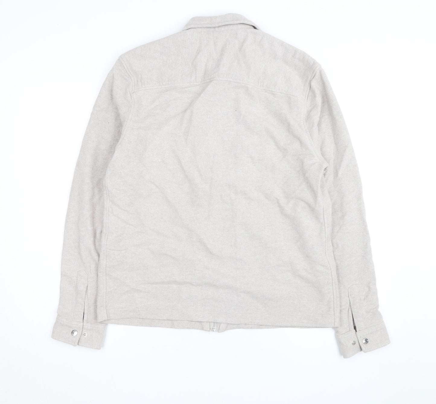 Reiss Men's Beige Wool Blend Zip Jacket L Regular Fit Casual