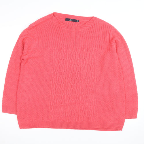 Isle Essentials Women Pink Cable-Knit Acrylic Jumper XL 22-24