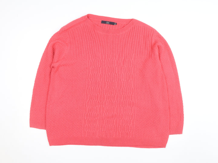 Isle Essentials Women Pink Cable-Knit Acrylic Jumper XL 22-24