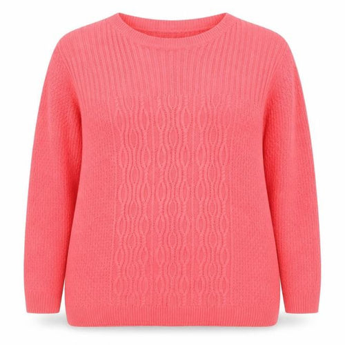 Isle Essentials Women Pink Cable-Knit Acrylic Jumper XL 22-24