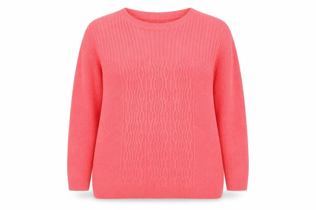 Isle Essentials Women Pink Cable-Knit Acrylic Jumper XL 22-24
