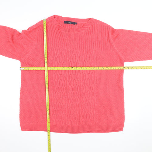 Isle Essentials Women Pink Cable-Knit Acrylic Jumper XL 22-24