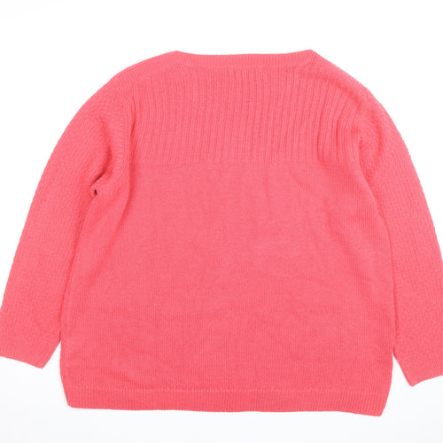 Isle Essentials Women Pink Cable-Knit Acrylic Jumper XL 22-24
