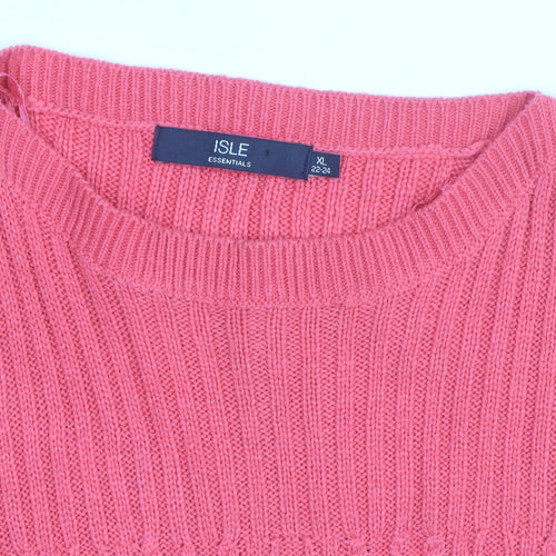 Isle Essentials Women Pink Cable-Knit Acrylic Jumper XL 22-24