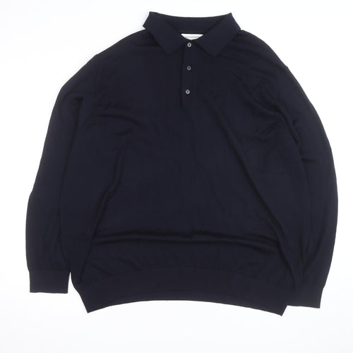 Marks and Spencer Autograph Men’s Black 4XL Merino Wool Long Sleeve Polo