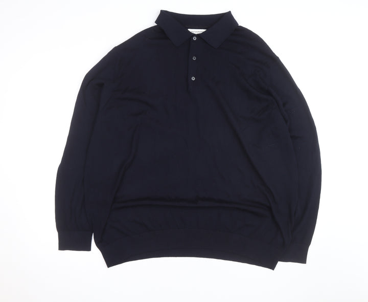 Marks and Spencer Autograph Men’s Black 4XL Merino Wool Long Sleeve Polo