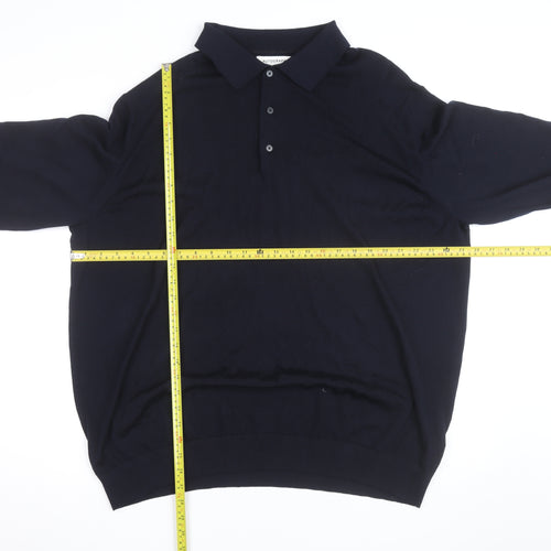Marks and Spencer Autograph Men’s Black 4XL Merino Wool Long Sleeve Polo