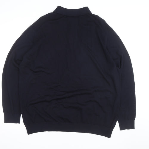 Marks and Spencer Autograph Men’s Black 4XL Merino Wool Long Sleeve Polo