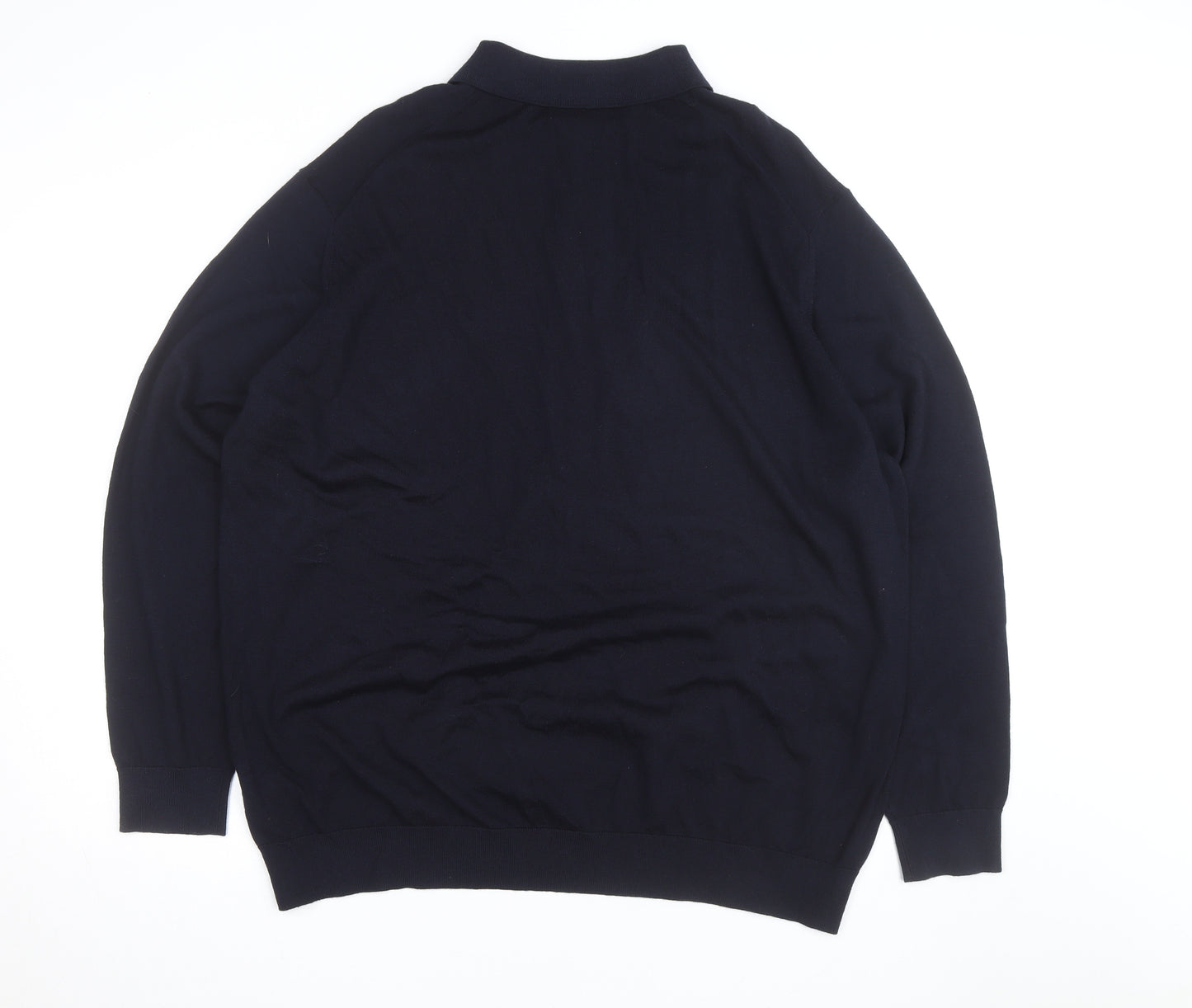 Marks and Spencer Autograph Men’s Black 4XL Merino Wool Long Sleeve Polo