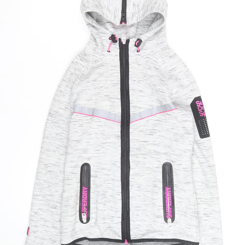 Superdry Women’s Grey XS Track Jacket Hooded Full Zip Activewear