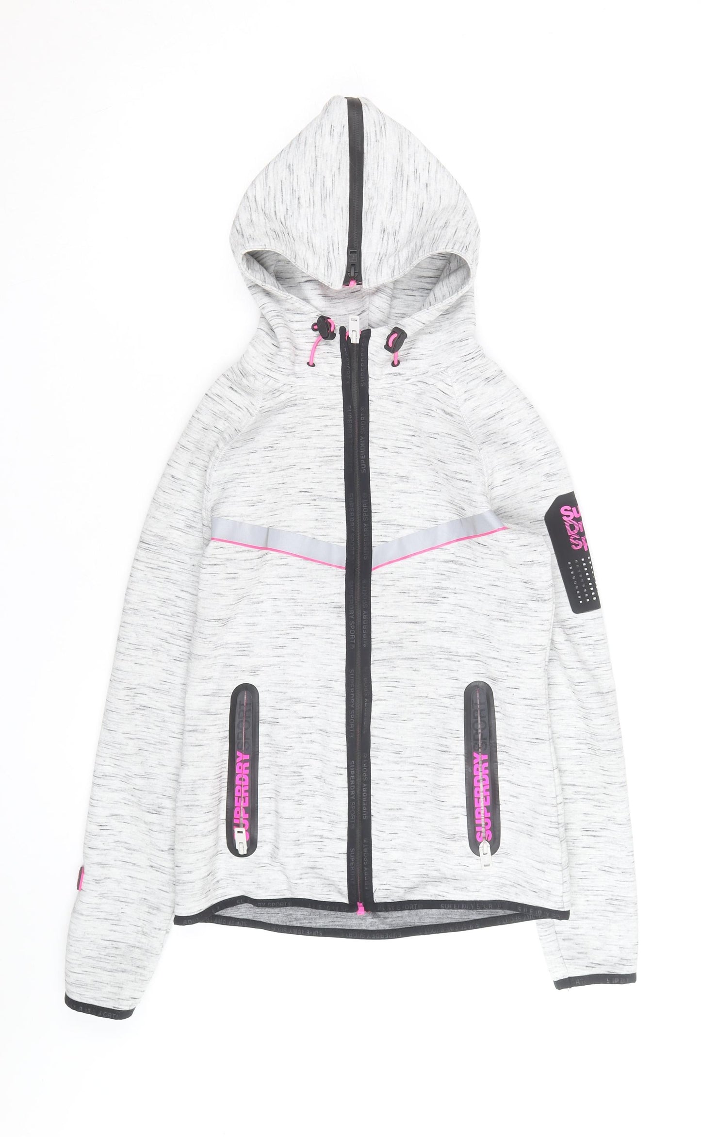 Superdry Women’s Grey XS Track Jacket Hooded Full Zip Activewear