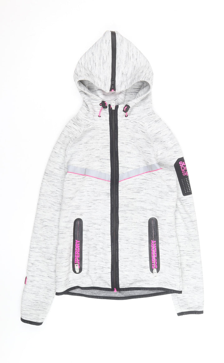 Superdry Women’s Grey XS Track Jacket Hooded Full Zip Activewear