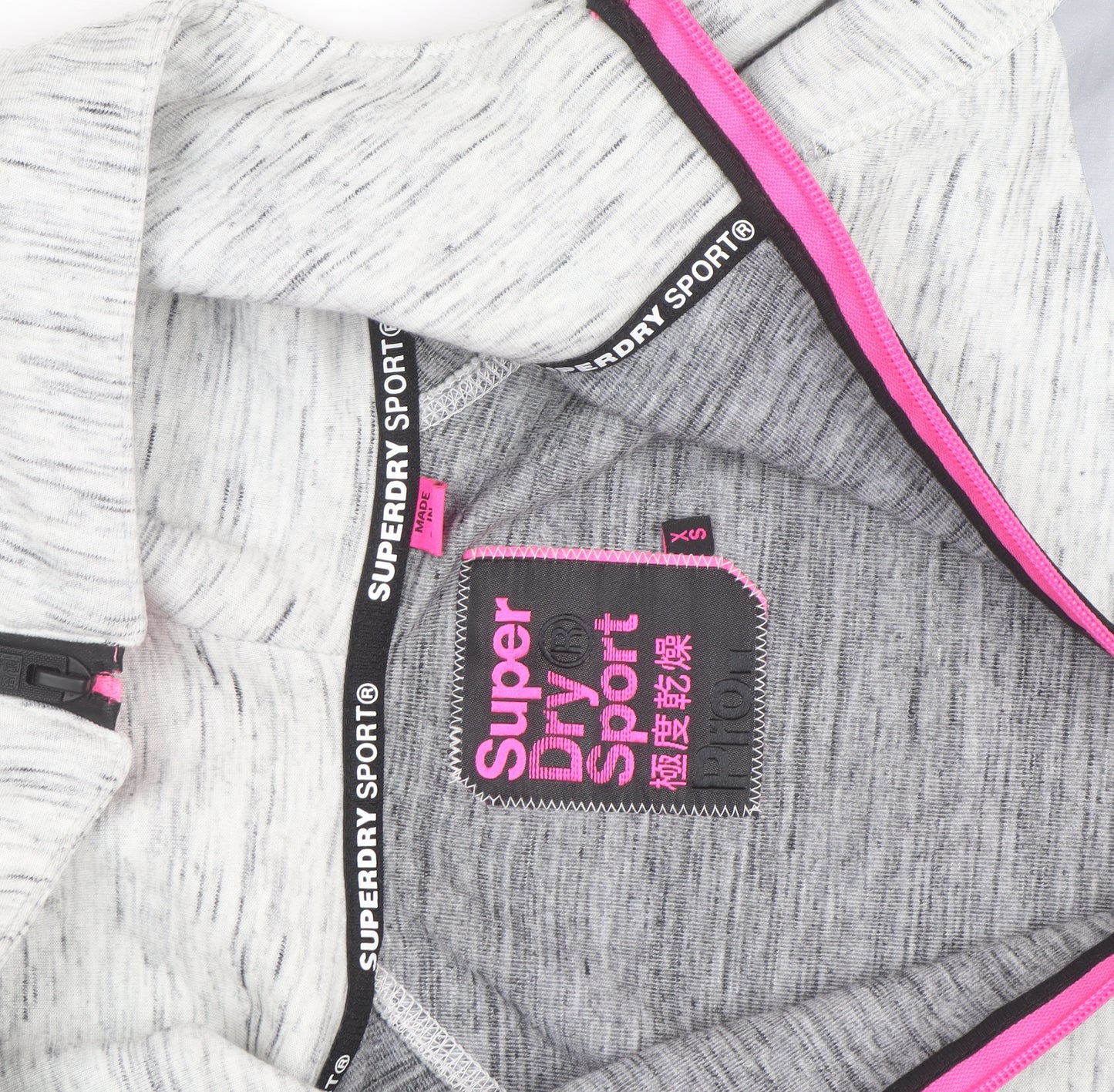 Superdry Women’s Grey XS Track Jacket Hooded Full Zip Activewear