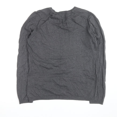 Gap Men's Grey Cotton V-Neck Jumper Size M Regular Fit