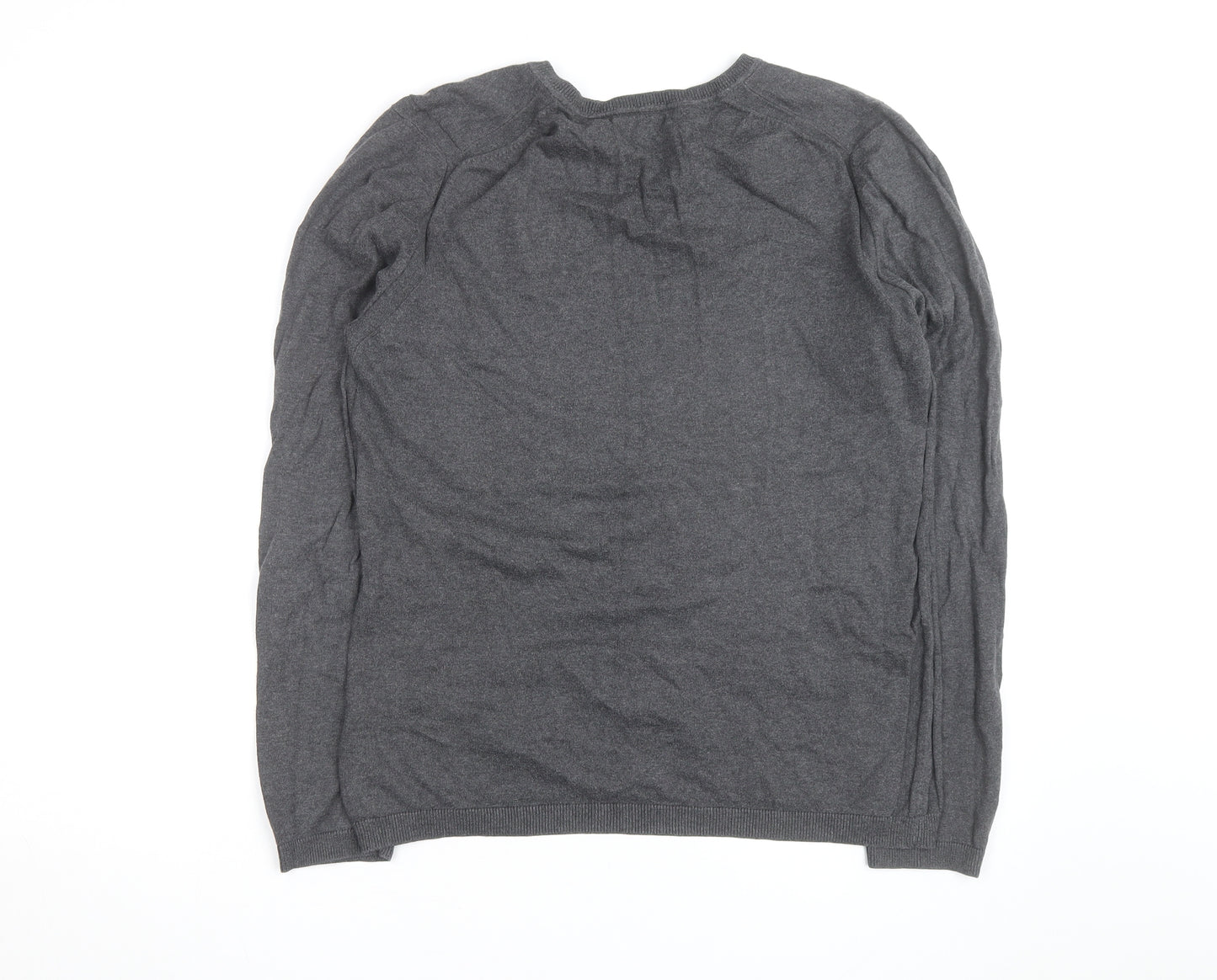 Gap Men's Grey Cotton V-Neck Jumper Size M Regular Fit