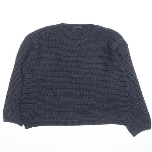 Marks and Spencer Men’s Blue Cotton Blend Waffle Knit Jumper Size L