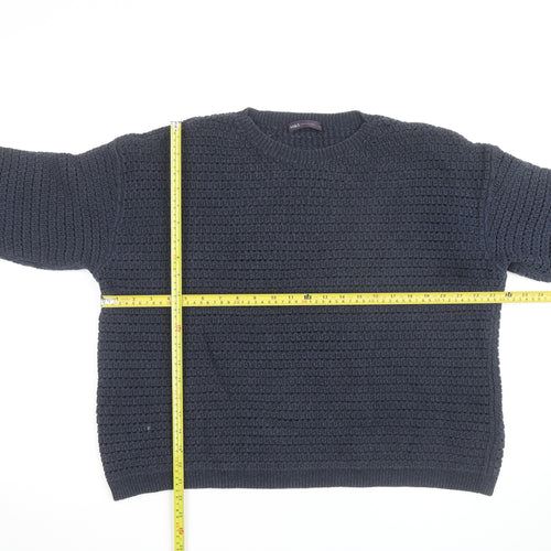 Marks and Spencer Men’s Blue Cotton Blend Waffle Knit Jumper Size L