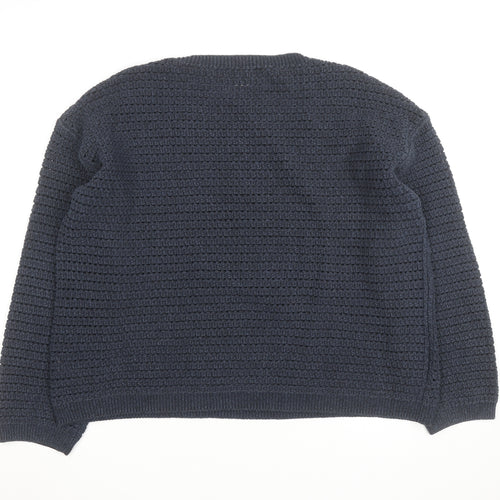 Marks and Spencer Men’s Blue Cotton Blend Waffle Knit Jumper Size L