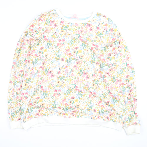 You Are The Club Womens White Floral Pullover Sweatshirt Size M